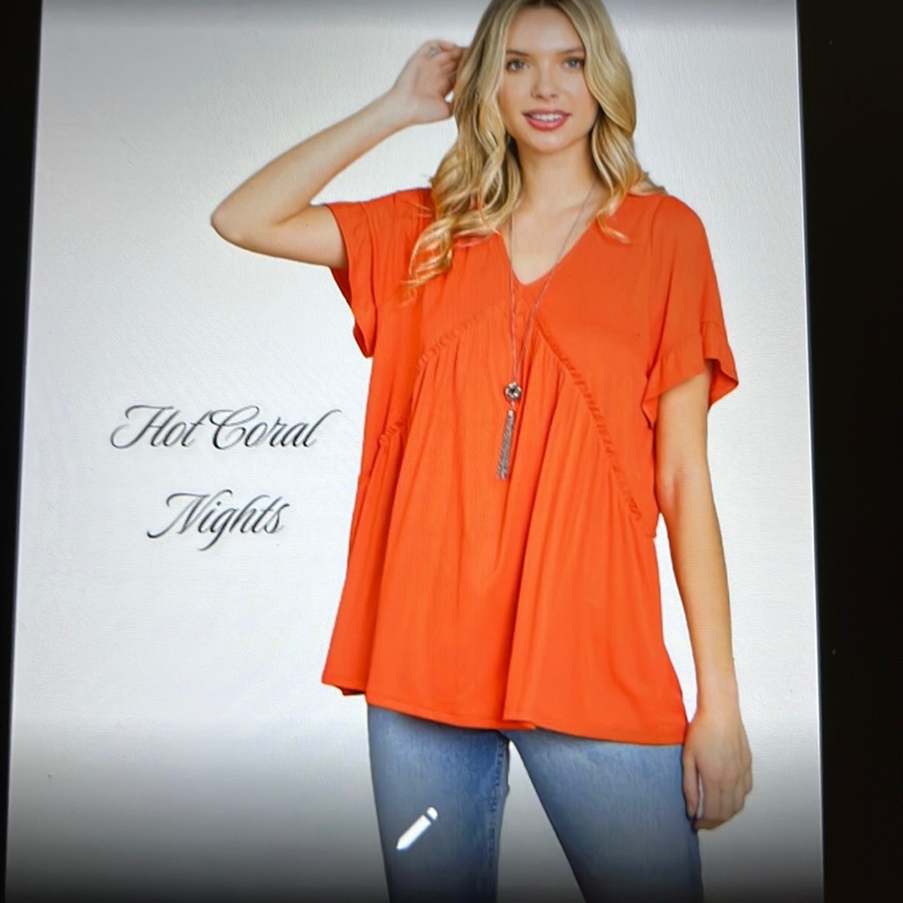 Cotton Bleu coral baby doll top